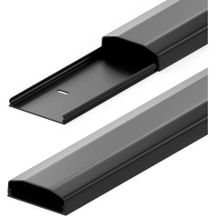 deleyCON Universalus kabelių kanalas kabeliams paslėpti, pagamintas iš aukštos kokybės PVC Ilgis 50 cm, plotis 6 cm, aukštis 2 cm - juodas