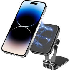 JNNJ 360° kampu besisukantis magnetinis mobiliojo telefono laikiklis automobilyje, sulankstomas automobilio telefono laikiklis, pagamintas iš metalo, sulankstomas automobilio prietaisų skydelio mobiliojo telefono laikiklis, pagamintas iš metalo, unive