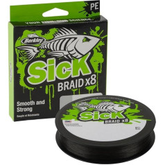 Berkley Sick Braid 8 Way Braided Fishing Line, 300 m ilgio gėlųjų ir sūriųjų vandenų jūrinės žūklės lynai, baltos arba juodos spalvos (juodos spalvos, 0,33 mm-38,1 kg)