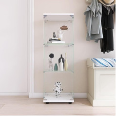 Blsyhdh Stiklinė vitrina 125cm kolekcijos spinta su 1 durimis 3 lentynomis Skaidri baldų vitrina Stiklo vitrina Stiklo vitrina Figūrinė vitrina Svetainės baras (3 pakopos, 1 durys,