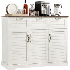 Keyluv Virtuvės švediška spinta su saugykla 39 cm D x 120 cm W x 89 cm H Bufetinis serverio baras su 3 ritininėmis durelėmis ir 3 stalčiais Vyno spintelė Kavos baro spintelė gyvenamajam kambariui Valgomasis kambarys Balta