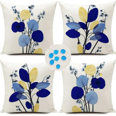 HUASHUZI Navy Blue pagalvių užvalkalai Lauko mėlyna aukso lapai abstraktus menas 18x18 rinkinys iš 4 medvilnės lino namų dekoro gyvenamasis kambarys sodas sofa ūkis