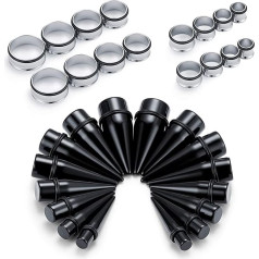 Funseedrr 32 dalių ausų ištempėjų rinkinys 10-24 mm ausų tunelio kūgių plėstuvas Piercing Nerūdijančio plieno akrilas, 316L chirurginis plienas + cirkonis