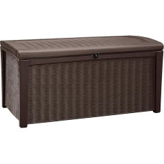 Keter Kissenbox Borneo, Braun, 416L Fassungsvermögen, Außenmaße: Keterbox: 130x70x63cm, Auflagenbox wasserdicht und wetterfest, für Outdoor geeignet, Keterbox