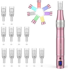 PELCAS Derma Pen su 7 spalvų šviesa Nešiojamas elektrinis mikrodirginimo rašiklis su 9 greičiais ir 12 kasečių LCD ekranas Mikro adatinis grožio rašiklis
