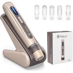 Hidra. Rašiklis H5 Dermapen Microneedling Pen, EMS Microcurrent Automatic Application of Serum Microneedling 3 in 1 grožio įrankis odos priežiūrai ir plaukų augimui su 5 tipų kasetėmis, dovanos moterims (auksinis)