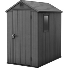 Keter Gerätehaus Darwin 4x6, Grau, Außenmaße 184,5x125,8x205cm, wartungsfrei, wetterfest, wasserdicht, mit Unterboden