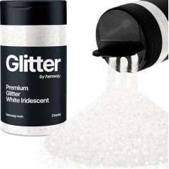 Hemway White Iridescent Glitter Chunky 130 g / 4,6 oz miltelių metalinės dervos metalo dervos amatų blizgučių dribsnių dribsniai epoksidinės taurės, plaukų veido kūno akių nagų meno festivalis
