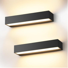 2 pakuotės 36 W LED sieniniai žibintai vidaus / lauko 30 cm modernūs sieniniai žibintai aukštyn žemyn šiltai balta 3000 K juoda lauko sieninė lemputė LED IP65 atspari vandeniui