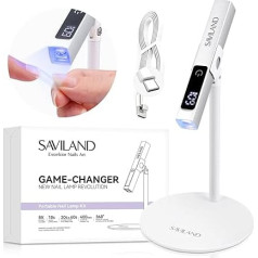 SAVILAND LED U V lemputė su magnetiniu stovu ir LCD ekranu, nešiojamasis nagų lempos rinkinys, 2 laikmačio režimai, laisvų rankų įranga, nešiojamasis mini nagų džiovintuvo stovas geliniams nagams, USB įkraunamas ir belaidis