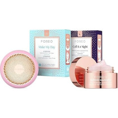 FOREO Hyper Hydra UFO 3 rinkinys - veido kaukės prietaisas + 14 UFO aktyvuotų kaukių + naktinė kaukė papildomam drėkinimui 15 ml - raudonosios šviesos terapija, terminė ir krioterapija, T-soninis masažas - apsauga nuo senėjimo