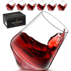FAHIMEH Romo taurės, besisukančios viskio, konjako, viskio taurės, besisukančios stiklinės, degustacinės vyno taurės, krištolo taurės, likerio taurės, džino taurės, asmeninės dovanos vyrams, 6 vnt., 300 ml