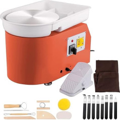 VEVOR 350W 220V keramikos rato mašina Keramikos ratas, elektrinis pasukamas stalas 60dB, keramikos rato mašina, maksimalus 300 aps/min, pasukamas stalas 28cm, aliuminio lydinys, pasidaryk pats, keramika, oranžinė, 13.3kg
