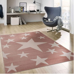 VIMODA Trumpas kilimas Stars Sky Modern Pink White Teenager's Room for Children's Room Living Room Išmatavimai: 80 x 150 cm
