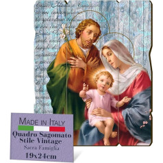 Fratelli Bonella | Senovinio stiliaus Šventosios šeimos medžio paveikslas 19 x 24 cm | Pagaminta Italijoje