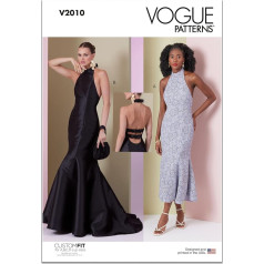 Vogue Patterns V2010H5 Moterų suknelės siuvimo modelių pakuotė Dizaino kodas V2010 Popierius, įvairiaspalvis, dydžiai 6-8-10-12-14