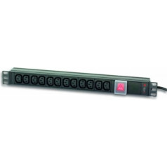 19 colių stovo maitinimo juosta ups 12 lizdų, 2 m juoda, 250v/16a