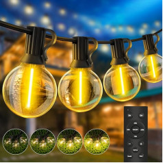 LED pasakų žibintai Lauko galia Lauko 30 m G40 lemputės Sodo apšvietimas Balkono pasakų žibintai Lauko IP44 Oro sąlygoms atsparūs pavėsinės styginių žibintai su nuotolinio valdymo pulteliu sodui, kiemui, vestuvėms, vakarėliams