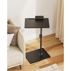 HEYZOEY šoninis staliukas, C formos reguliuojamo aukščio sofos staliukas, 360° pasukamas kavos staliukas, mažas, 40 x 30 x (45-81) cm, medinis kavos staliukas, nešiojamojo kompiuterio staliukas miegamajam, svetainei, biurui (rustic black)