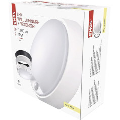 EMOS LED sieninis ir lubų šviestuvas su judesio jutikliu, apvalus, IP54 vandeniui atsparus 14 W lauko šviestuvas balkonui, rūsiui, garažui, lauke, 1000 lm, šiltai baltas, 3000 K, 21,5 cm ZM3131