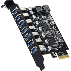 ieron USB 3.2 priekinio valdiklio adapterio kortelė su 7 prievadais PCI-E Express išplėtimo kortelė su 7 prievadais Vidinė PCIe USB kortelė jungia 7 pažangius įrenginius, skirtus 