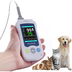 Veterinarijos pulsoksimetras, rankinis veterinarijos oksimetras katėms ir šunims, pulsų dažnio monitorius, su SPO2 jutikliu žarnai ir žandai, 2,8 colių ekranas, skirtas kraujotakos rodikliams matuoti