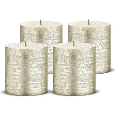 Prekės ženklų pardavėjas Žvakės žvakės Glitter Rustic 4 vnt. Aukštis 7,5 cm Skersmuo 7 cm Dekoratyvinės žvakės Buitinės žvakės Stalo žvakės Kalėdinės žvakės Degimo laikas apie 25 val.