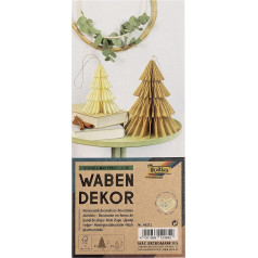 folia 49212 Honeycomb Decoration Hygge Xmas Trees, Kalėdų pakabukas, 2 vnt., apie 20 ir 13 cm aukščio, sulankstoma kalėdinė vidaus dekoracija