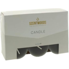 SCENTMOODS Rustic Pillar Candle Set - 6 rankų darbo pilkos spalvos žvakės - 5 x 5 cm, ilgai dega - natūralus augalinis vaškas be palmių aliejaus - be kvapo