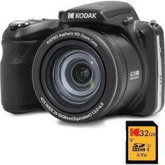 KODAK Pack Bridge Pixpro Astro Zoom AZ425 + 32 GB SDHC kortelė - skaitmeninis fotoaparatas, 20 MP, 42 kartų priartinimas, platus kampas, 3 colių LCD ekranas, 