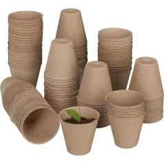 Relaxdays 600 x Biologiškai suyrantys sėklų vazonėliai Celiuliozės sėklų vazonėliai H x D 7,5 x 8 cm Apvalūs sėklų vazonėliai maži natūralūs