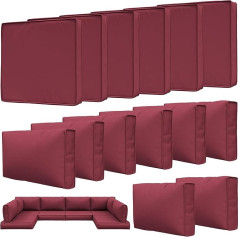 Tounosnt 14 Stück Outdoor-Terrassen-Kissenbezüge, austauschbare, wasserdichte Möbelbezüge, rutschfeste Bezüge mit Reißverschlüssen, Couch, 3 Größen, nur Bezüge (fuksijų spalvos)