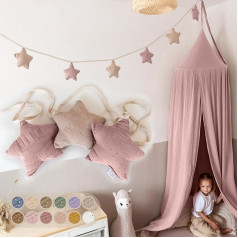 LILIMAUS Star Bunting Audinys [su 12 spalvų auksine aplikacija] Vaikų kambario audinys - 100 % medvilnės rankų darbo muslino audinys - namo lovos apdaila mergaitėms ir berniukams - dekoratyvinis kūdikių kambarys