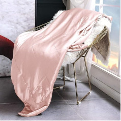 THXSILK šilkinė antklodė - šilkinė antklodė, naudojama patalpose ir lauke 100% šilko sofos antklodė Rožinė antklodė / televizoriaus antklodės / sofos antklodė - lengva priežiūra - šilta, jauki, patvari - 135 x 180 cm