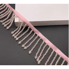 Yulakes Rhinestone juosta Diamond stiklo karoliukai Tassel Rhinestone Fringe Crystal Beads Fringe Trim Sewing Beading Fringe for DIY Clothes Wedding Decoration 5.5cm (Pink)