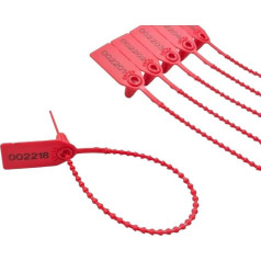 200 vnt. plastikinių apsauginių juostelių raudonos spalvos sunumeruoti kabelių kaklaraiščiai lagaminų dėžutėms 25 cm (raudona, 200 vnt.)