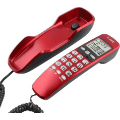 ASHATA sieninis telefonas, LCD laidinis telefonas, FSK/DTMF dvigubas skambinančiojo ID, kompaktiškas telefonas, daugiafunkcinis laidinis analoginis telefonas namams, biurui ir t. t. (raudonas)