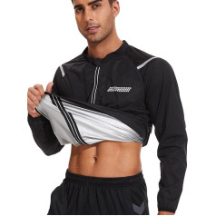 Clevvets Saunos kostiumas Vyrai ilgomis rankovėmis prakaitas pirties striukė Užtrauktukas Sporto salė Treniruotės sauna marškinėliai Fitness Sweat Top