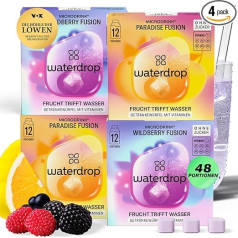 waterdrop Mango & Berries Fusion - 48 Waterdrop kubeliai - Paradise & Wildberry Fusion - troškulio malšinimo priemonė be cukraus, alternatyva gėrimų sirupui ir skonio milteliams - aromatas vandeniui be cukraus