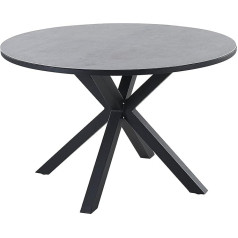 Beliani Maletto keraminis sodo stalas pilkas aliuminis juodas apvalus 120 cm skersmuo su X kojelėmis modernus