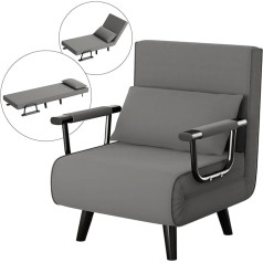 Gunuss Sofa lova su miego funkcija, 3 in 1 sulankstoma kėdė, reguliuojamas atlošas, nuimama sėdynės pagalvėlė, sofa lova, svečių lova, metalinis rėmas, patalynė, keliamoji galia 160 kg, šviesiai pilka