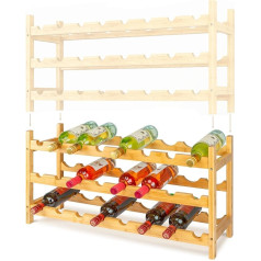 Vinomento Medinis vyno stovas, 24 buteliai, Butelių stovas, Sukraunamas, Gėrimų stovas, Išplečiamas, Vyno stovas, Sukraunamas, Butelių laikymas, Butelių stovas medinis, Vyno butelių stovas