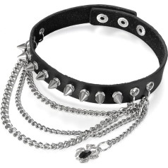Flongo Choker Tatuiruotė Grandinė Odos apykaklė Moterų Vyrų karoliai Gotikos apykaklė Papuošalai Juoda Ruda Raudona Raudona Aukso Sidabro su smailus kniedės Reguliuojamas Punk Rock