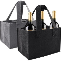 NICKLIN Pack of 2 Felt Bottle Carrier Felt Bag, Bottle Carrier 6 Bottles, Felt Bag Wine Bottle Bag, Men's Handbag Beer, Drinks Bag for Wine Bottles, Beer Bottles, Water Bottles Carry Bag, Grey, Black,