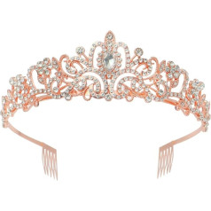 alwaiiz Moterų vestuvių tiara su šukomis Crystal Crown Rhinestone karūna vestuvėms, pokyliams ir gimtadienio vakarėliams
