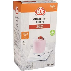 RUF Gourmet Cream Strawberry, be virimo, birios pakuotės desertiniai milteliai biriam puriam braškių skonio kreminiam desertui, be glitimo, 1 x 1000 g