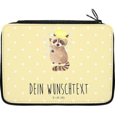 Ponas ir ponia Panda Personalizuotas pieštukinė Raccoon - Personalizuotos dovanos, Studentas, Motyvas, Burbuliukai, Planas, Personalizuotas Pen Bag, Geltonas Personalizuota, Ranka pieštas