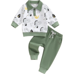 Kūdikių berniukų drabužiai Džemperis su dinozaurų raštu + kelnės Dviejų dalių kūdikių drabužiai Naujagimių rinkinys 0-4 metų Toddler Outfit
