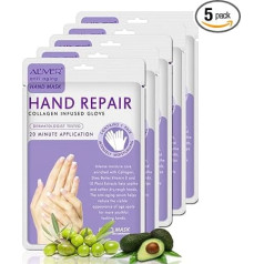 P-Beauty Rankų kaukė 5 poros levandų | Drėkinamosios pirštinės | Kolageno ir vitaminų turtinga rankų kaukė sutrūkinėjusioms, sausoms ir šiurkščioms rankoms | Rankų kremas ir priežiūros kremas | Prieš senėjimą | Šveičiamoji rankų kau