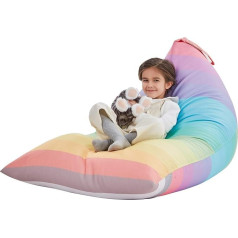 Nobildonna Bean Bag kėdės užvalkalas vaikams ir suaugusiesiems, itin didelis Bean Bag be užpildo, pliušinių žaislų laikiklis ir organizatorius, Premium Canvas, 250L (Rainbow)